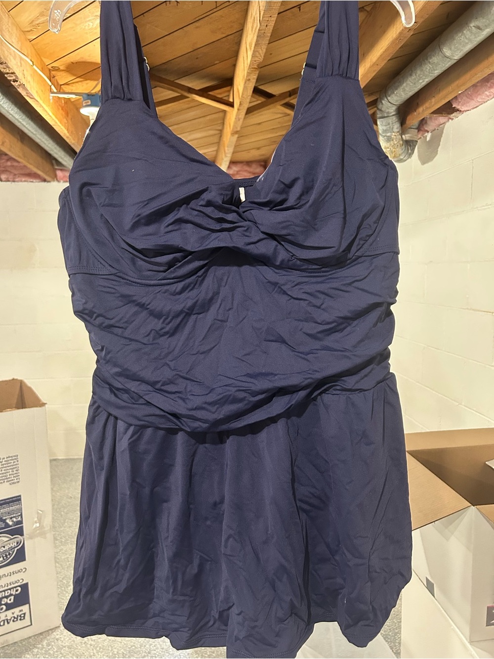 Anne Cole Navy Swim Dress with Skirted Bottom